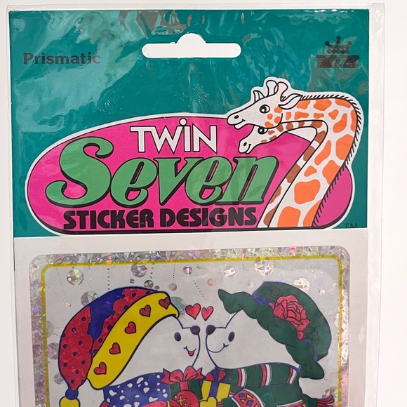 Vintage 1990s Twin Seven Stickers Holographic Sparkly Large Stickers Christmas - Picture 7 of 10